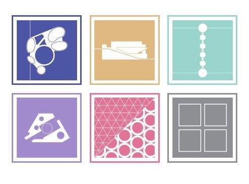 Architecture Portfolio 2015–2021 cover — six project icons
